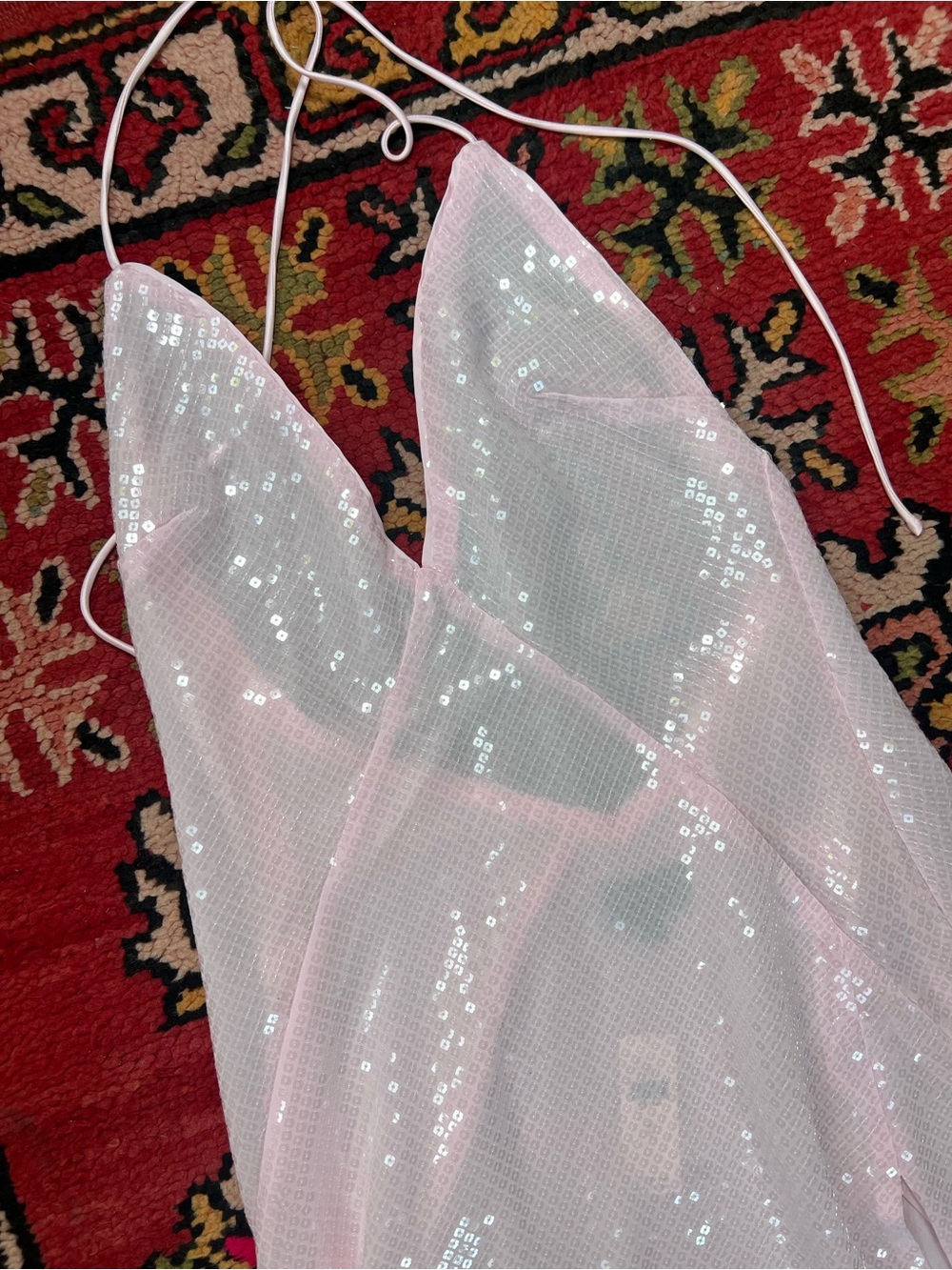 NWT Bardot Pale Pink Sequin Halter Dress